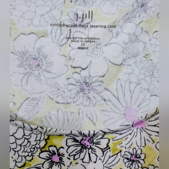 J.Jill Printed Scoop Neck Layering Tank Floral Print size2X Black & White w/Pink - Picture 2 of 7